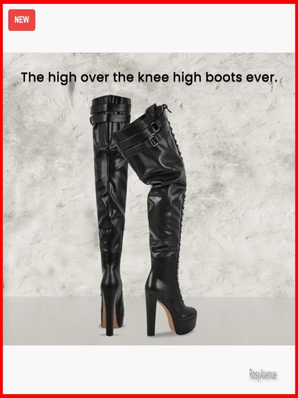 Over The Knee Platform Boots Lace-Up Chunky Heels 5.9 Inch